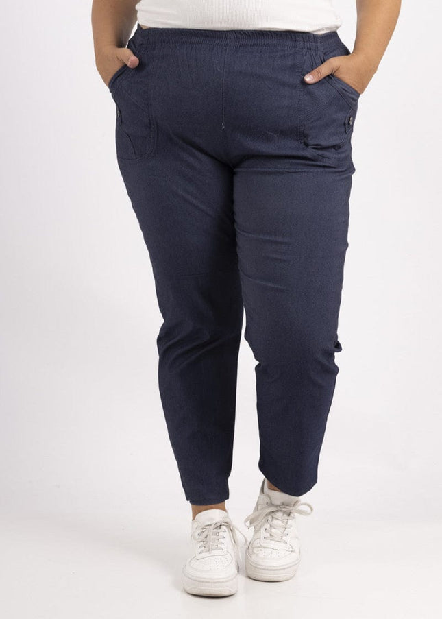 plus size Cherry Berry bukse med mye stretch Marine i store storrelser