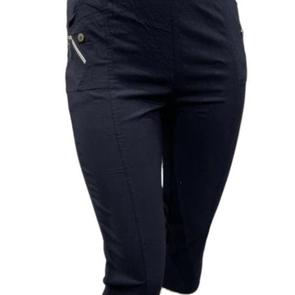 plus size Cherry Berry capri (200586), 1 knapp og glidelås ved lommene, 2 knapper nede, mye stretch, Marine i store storrelser
