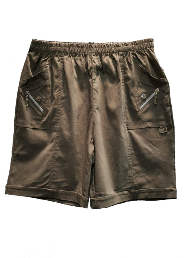 plus size Cherry Berry shorts (200517), 1 knapp og glidelås ved lommene, mye stretch, Beige i store storrelser