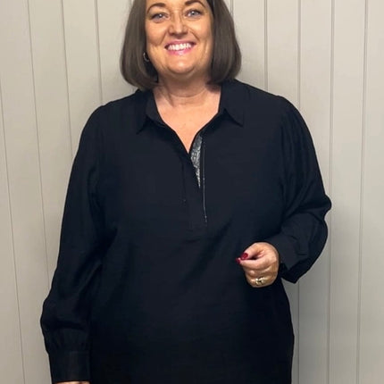 plus size Ciso lang skjorte Sort i store storrelser