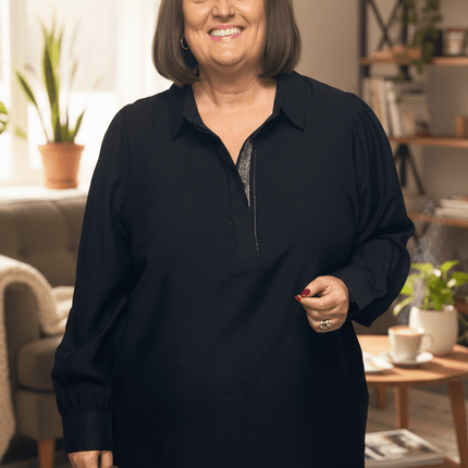 plus size Ciso lang skjorte Sort i store storrelser