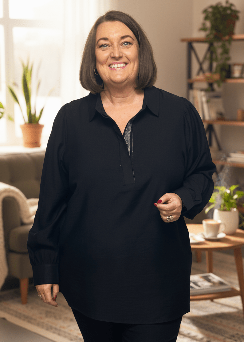 plus size Ciso lang skjorte Sort i store storrelser