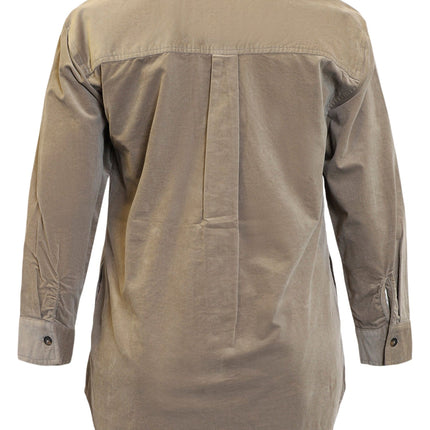 plus size Ciso lang skjortejakke kord Beige i store storrelser