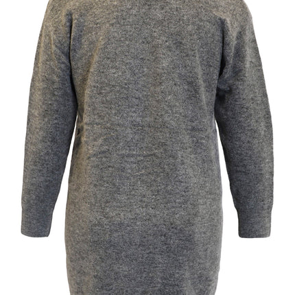 plus size Ciso lang strikket jakke Grå i store storrelser