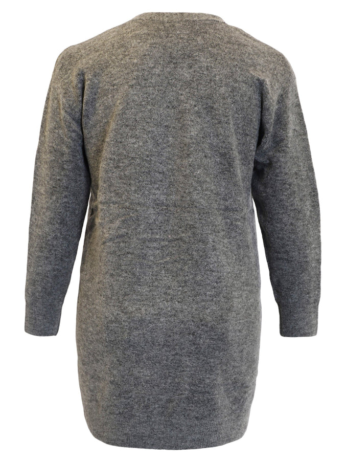 plus size Ciso lang strikket jakke Grå i store storrelser