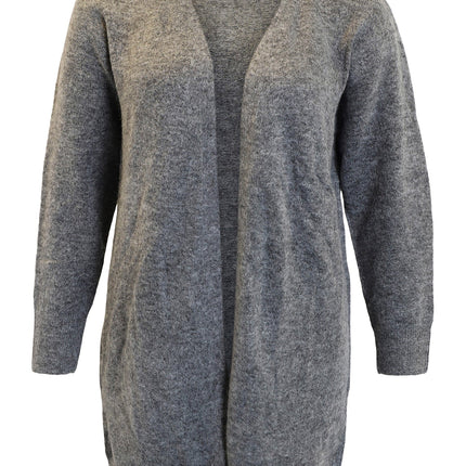 plus size Ciso lang strikket jakke Grå i store storrelser