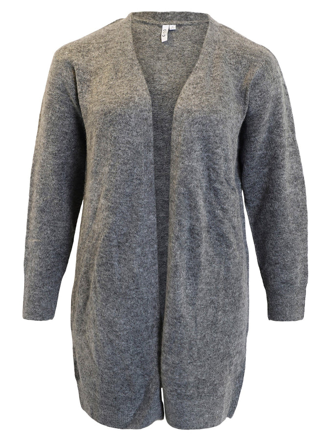 plus size Ciso lang strikket jakke Grå i store storrelser