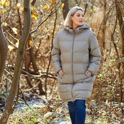 plus size Ciso lang vinter jakke Beige i store storrelser