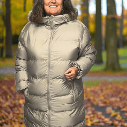 plus size Ciso lang vinter jakke Beige i store storrelser