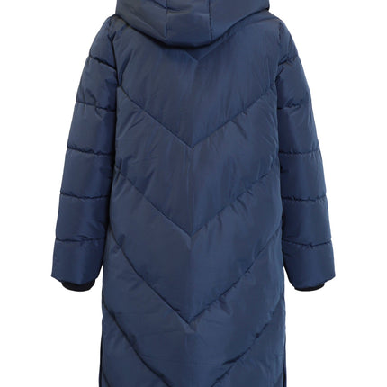 plus size Ciso lang vinterjakke Blå i store storrelser