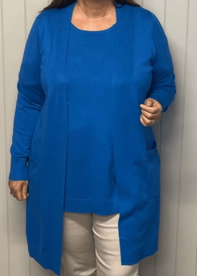 plus size Ciso Long Cardigan blå i store storrelser