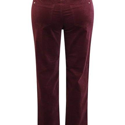 plus size Ciso Selma rette ben bukser i kord Vinrød i store storrelser