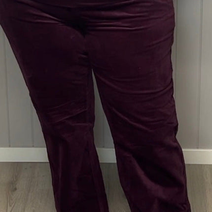 plus size Ciso Selma rette ben bukser i kord Vinrød i store storrelser