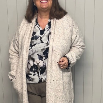 plus size Ciso Strikkejakke beige i store storrelser