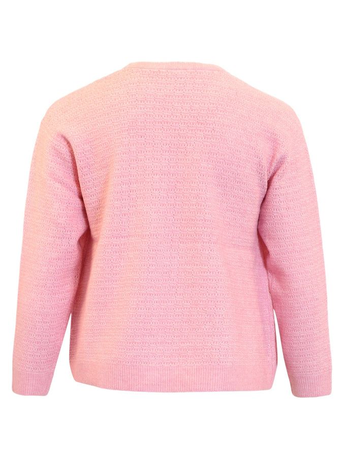 plus size Ciso strikkejakke Rosa i store storrelser