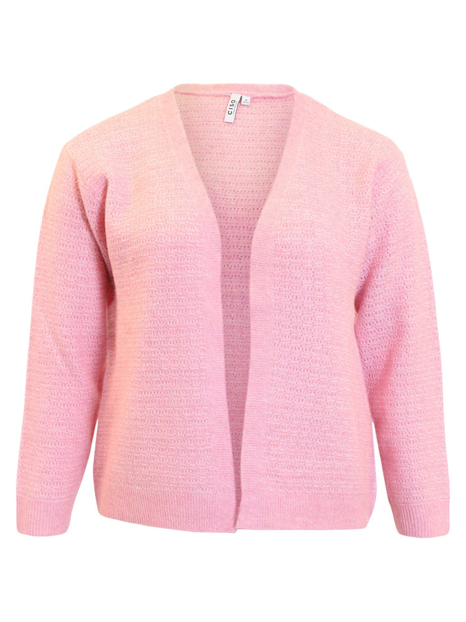 plus size Ciso strikkejakke Rosa i store storrelser