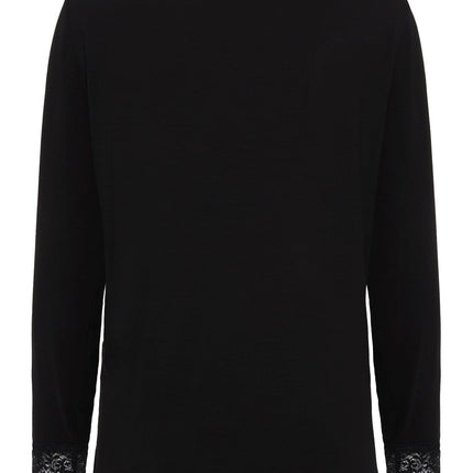 plus size Ciso topp med blondekant Sort i store storrelser