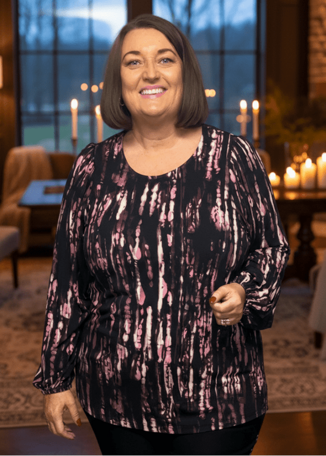 plus size Ciso topp rosamønstret i store storrelser