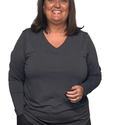 plus size Gitte topp med lange ermer Grå i store storrelser