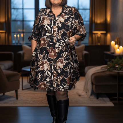 plus size Gozzip Agnete Tunika mønstret i store storrelser