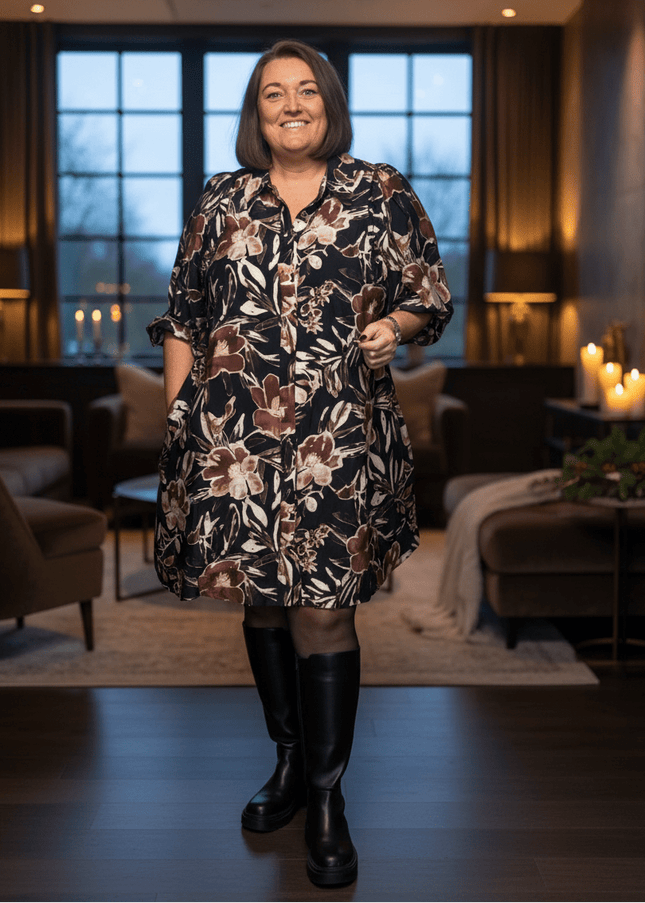 plus size Gozzip Agnete Tunika mønstret i store storrelser