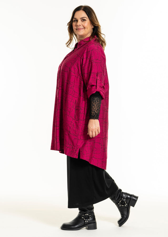 plus size Gozzip Arna lang skjorte pink i store storrelser