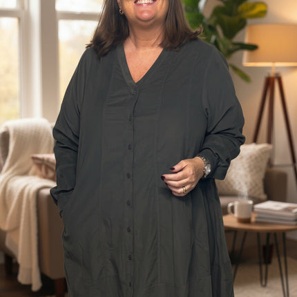 plus size Gozzip Audrey Tunika kordfløyel Grå i store storrelser