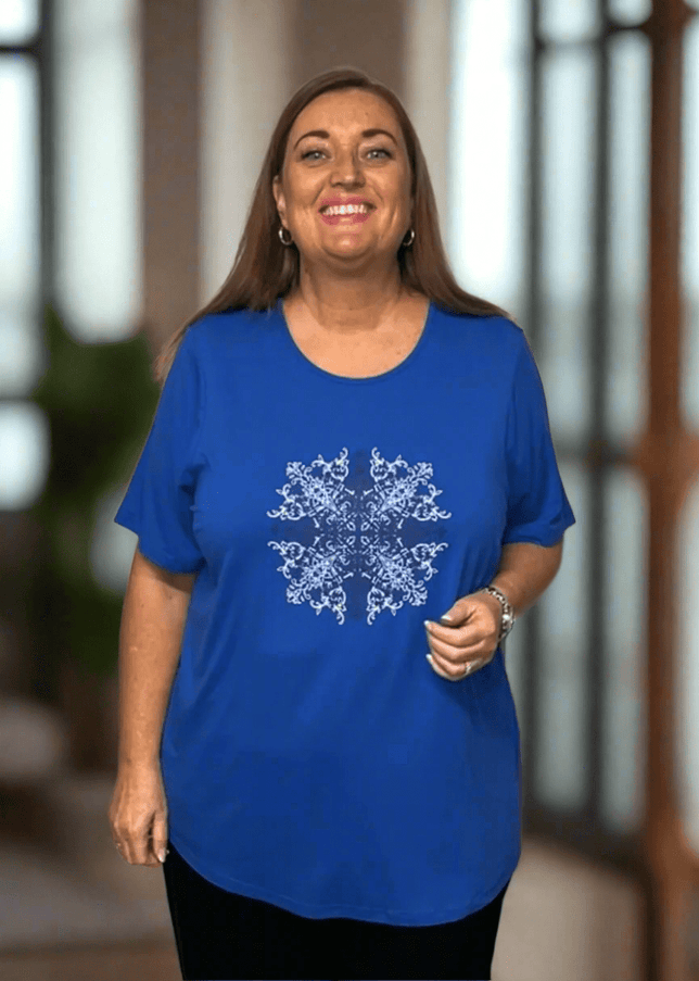 plus size Gozzip Birka T-shirt blå i store storrelser