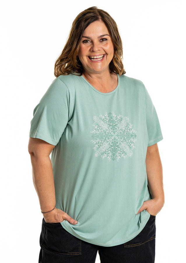 plus size Gozzip Birka T-shirt lys grønn i store storrelser