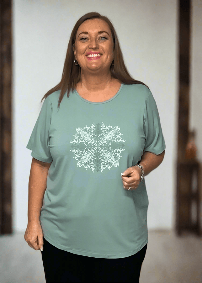 plus size Gozzip Birka T-shirt lys grønn i store storrelser