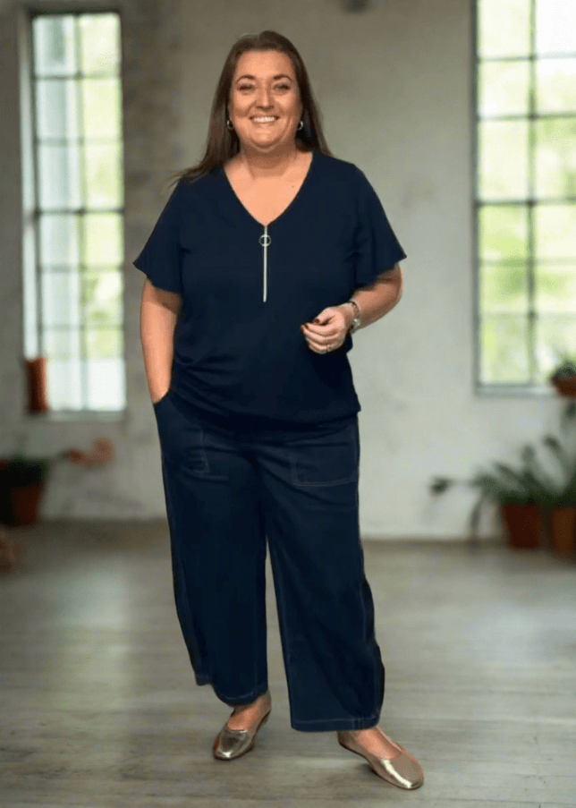 plus size Gozzip Clara baggy pants Denim i store storrelser