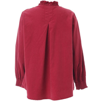 plus size Gozzip Dorothea kordfløyel bluse Rød i store storrelser