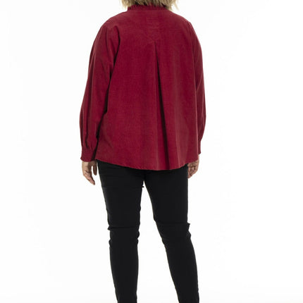plus size Gozzip Dorothea kordfløyel bluse Rød i store storrelser