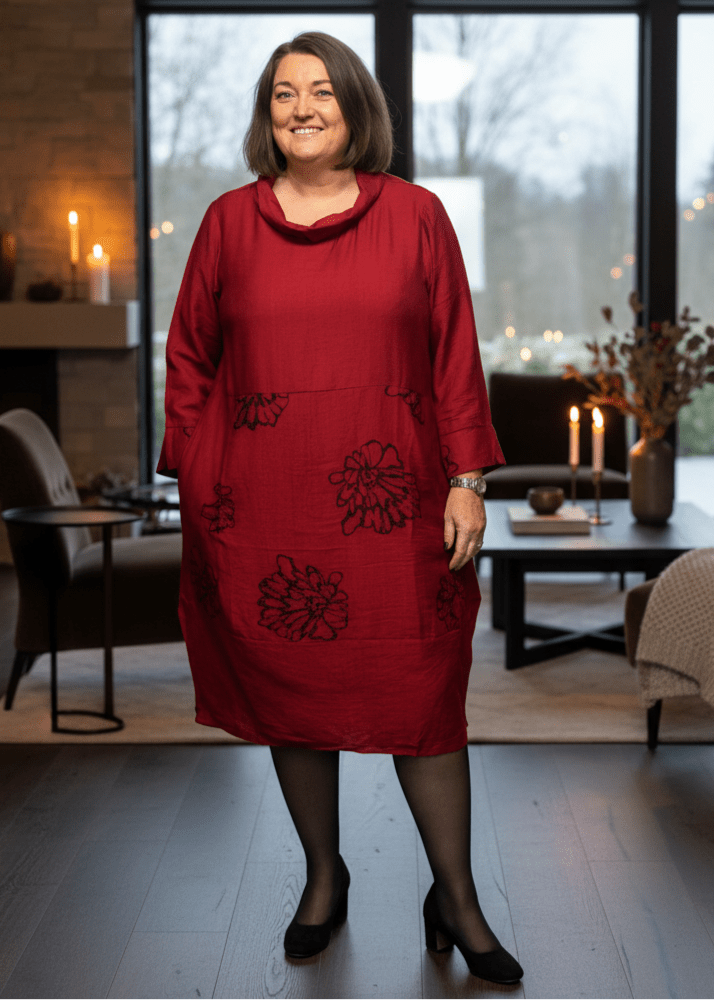 plus size Gozzip Emilie kjole Rød i store storrelser