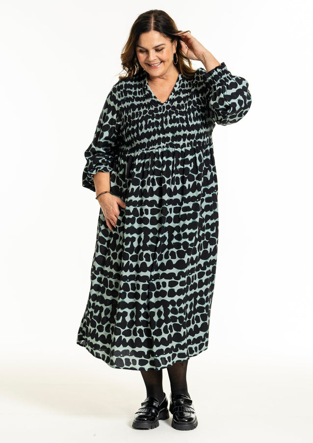 plus size Gozzip Gitt kjole aqua print i store storrelser