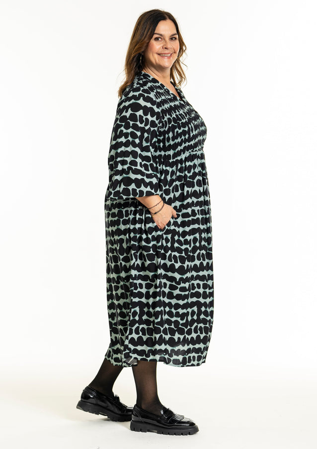 plus size Gozzip Gitt kjole aqua print i store storrelser