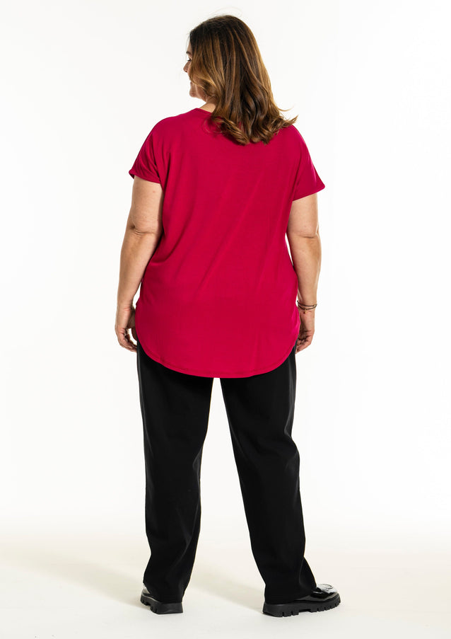 plus size Gozzip Gitte T-shirt  Cherry med print i store storrelser