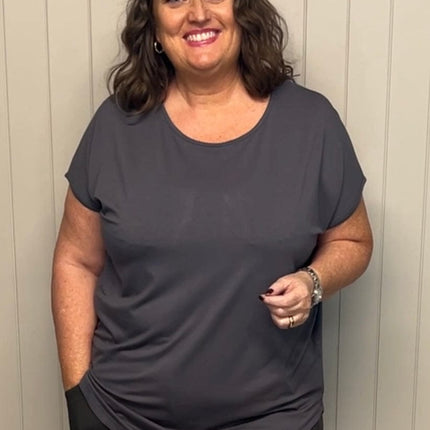 plus size Gozzip Gitte T-shirt Grå i store storrelser