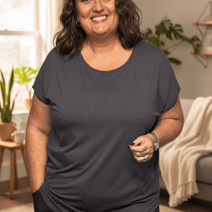 plus size Gozzip Gitte T-shirt Grå i store storrelser