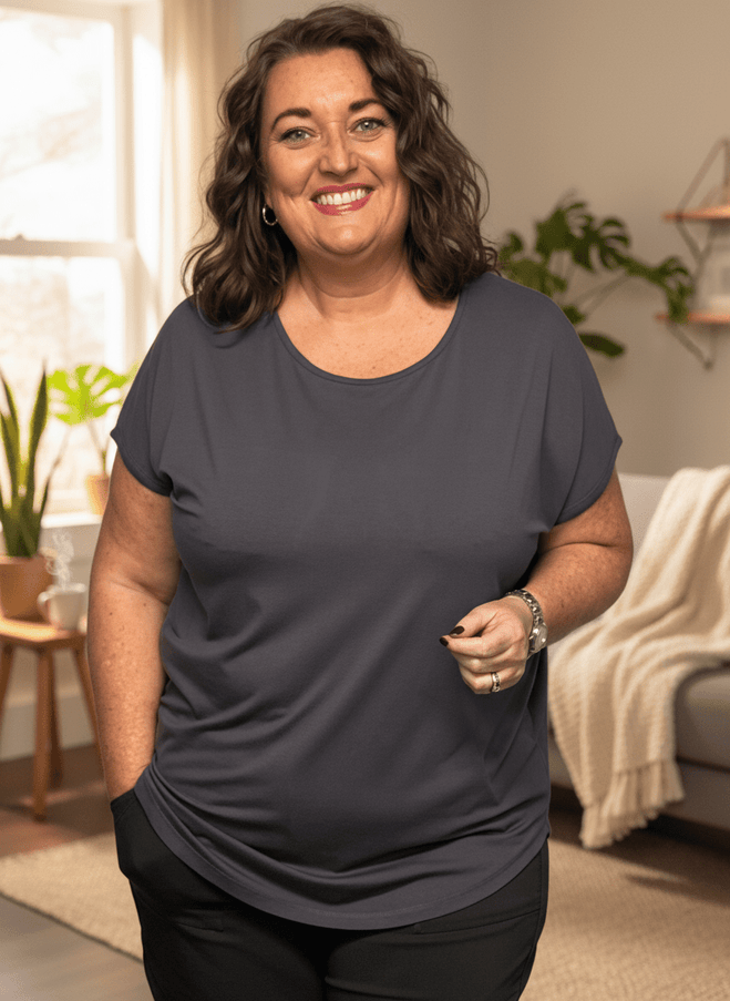 plus size Gozzip Gitte T-shirt Grå i store storrelser