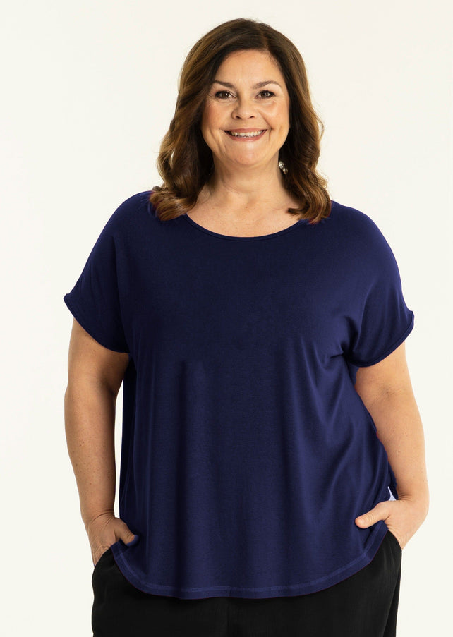 plus size Gozzip Gitte T-shirt marine i store storrelser