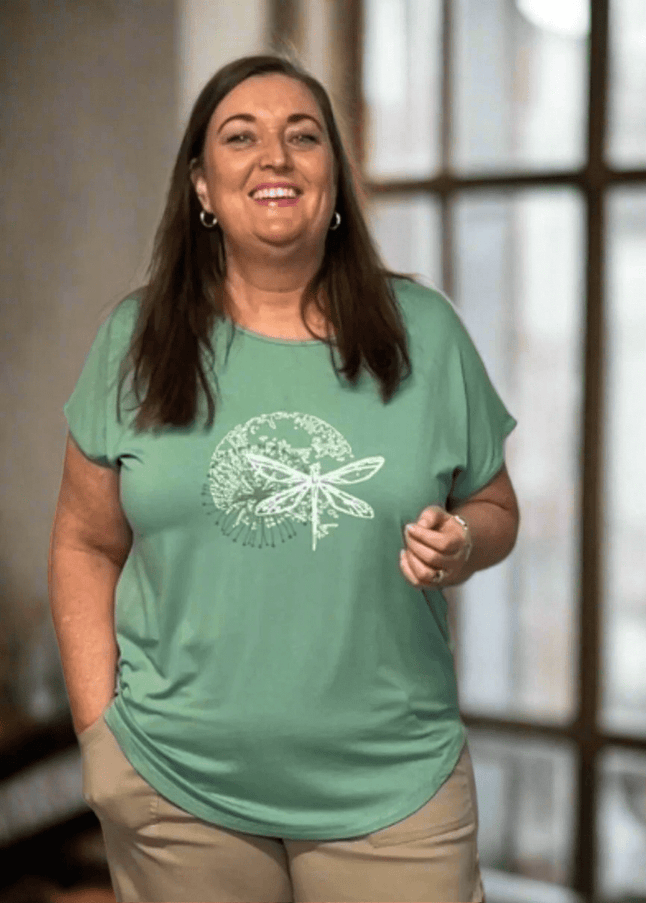 plus size Gozzip Gitte T-shirt med print lys grønn i store storrelser