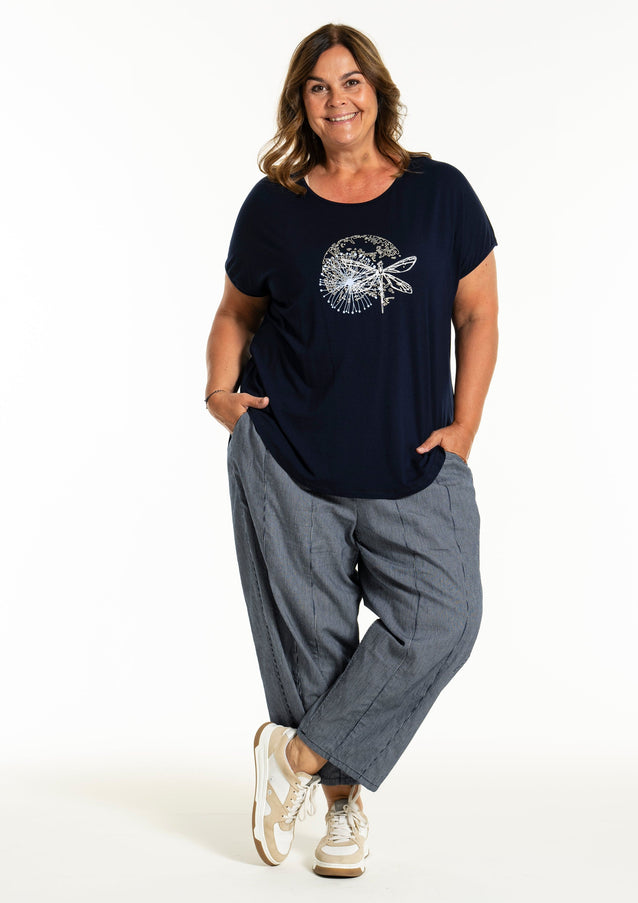 plus size Gozzip Gitte T-shirt med print marine i store storrelser