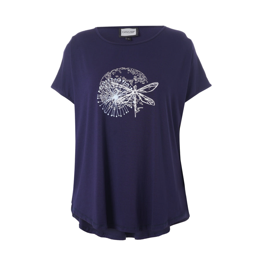 plus size Gozzip Gitte T-shirt med print marine i store storrelser