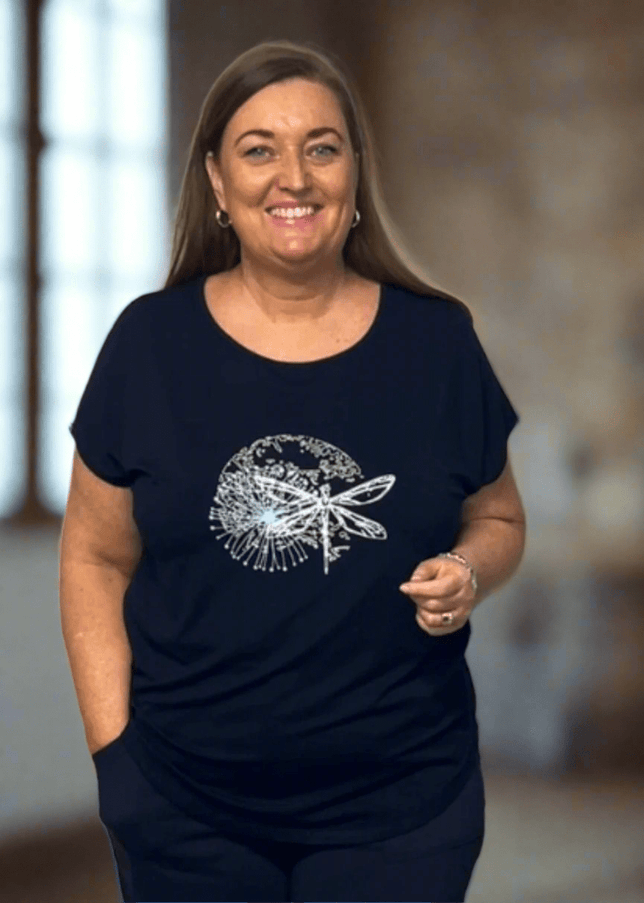 plus size Gozzip Gitte T-shirt med print marine i store storrelser