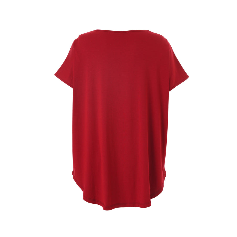 plus size Gozzip Gitte T-shirt rød med gullblad i store storrelser