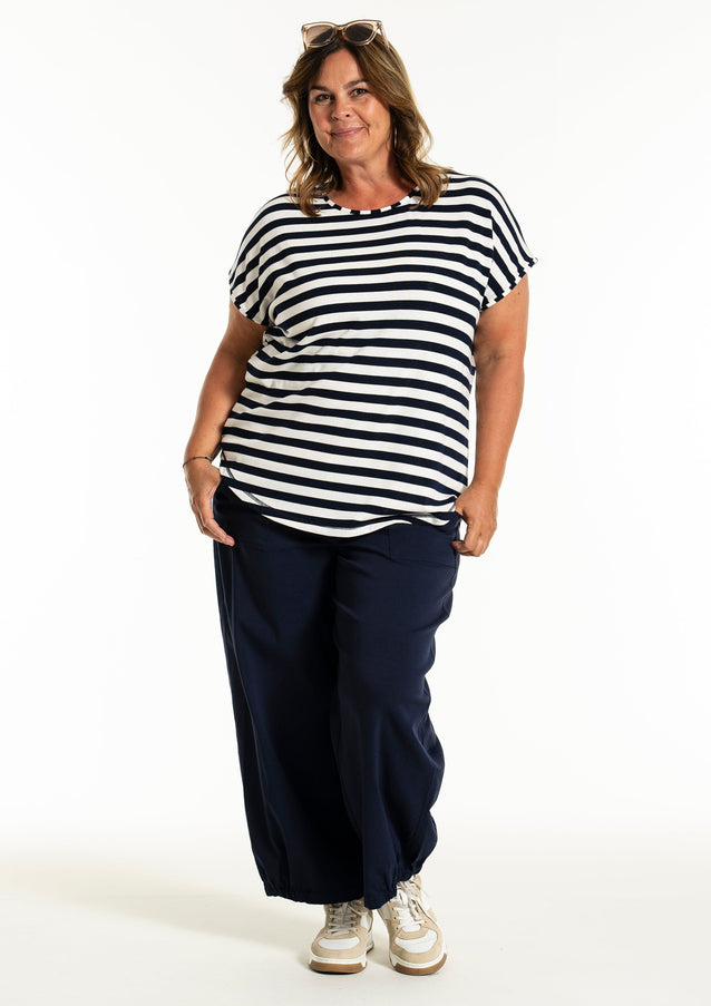 plus size Gozzip Gitte T-shirt striper Marine i store storrelser