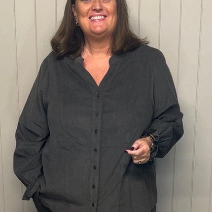 plus size Gozzip Glvy skjorte kordfløyel Grå i store storrelser