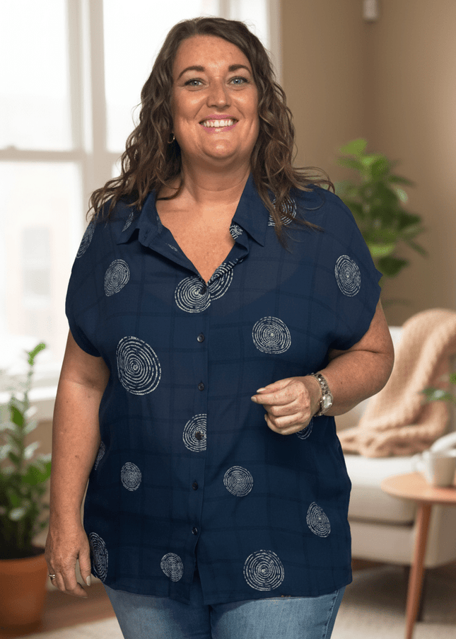 plus size Gozzip Kaisa bluse Blå i store storrelser