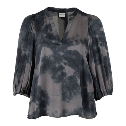 plus size Gozzip Kamille bluse grå og sort i store storrelser
